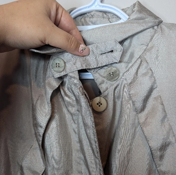 Vintage Town & Country Millennium Silver Sheen Button Front Trench Coat 9/10 - Picture 7 of 11